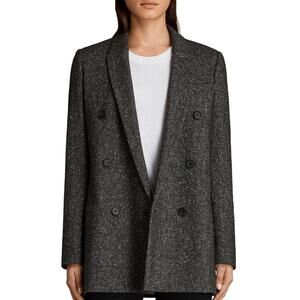 All Saints Black Double-Breasted Blazer
